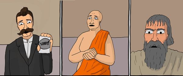 Hilarious Comic on the Philosophy of Competition: Nietzsche, Buddha, and Epictetus Play a Board Game