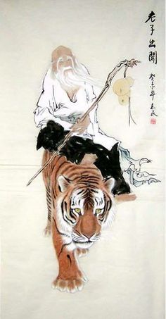 japanese man riding tiger