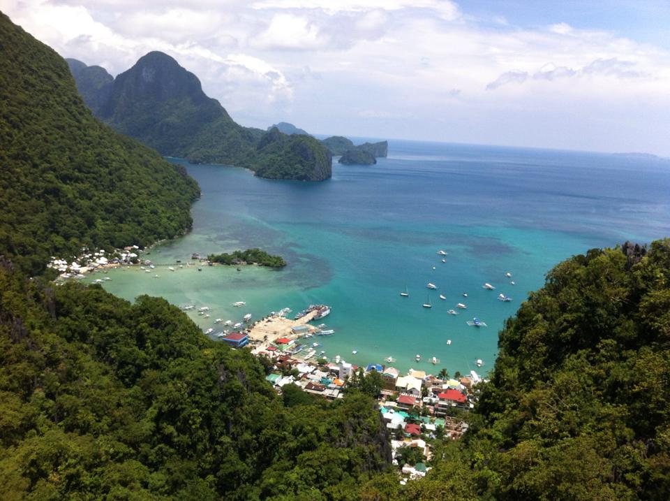 Stunning view from atop a mountain on the island of Palawan, Philippines.