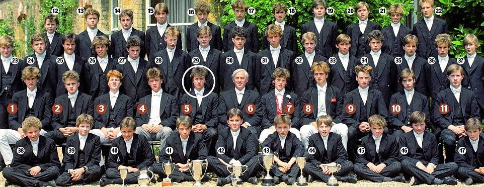 David Cameron in his House group photographs at Eton in 1984.