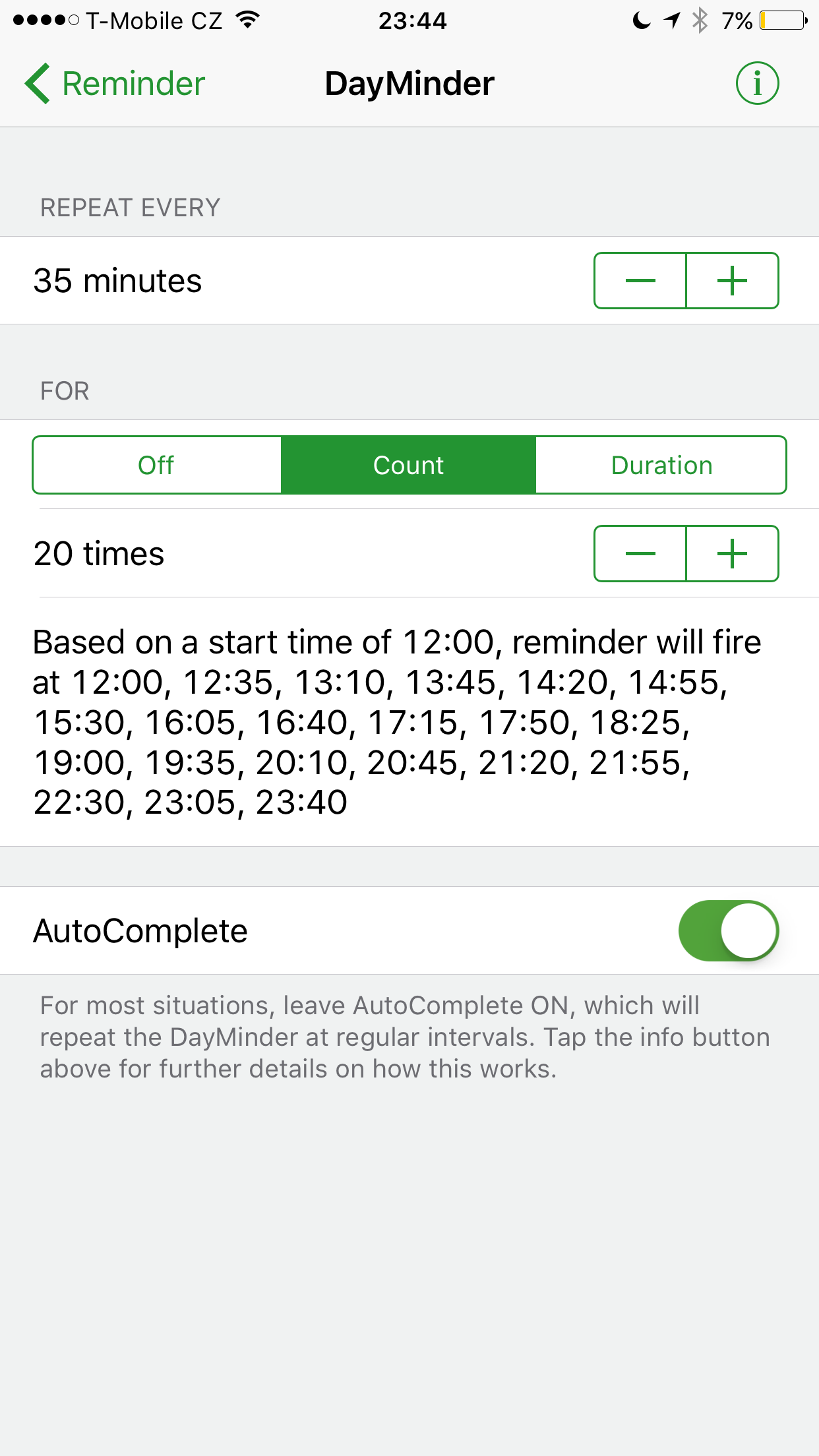 alarmed app timed mindfulness reminder settings