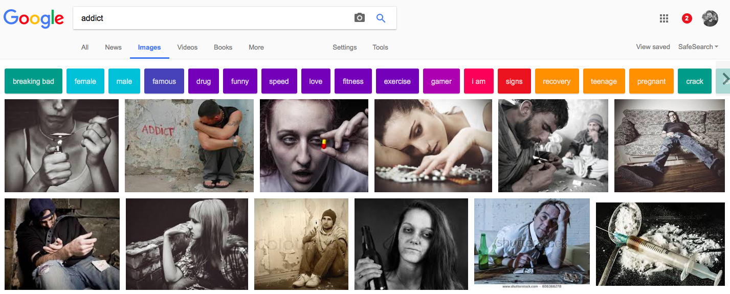 google search for "addict"