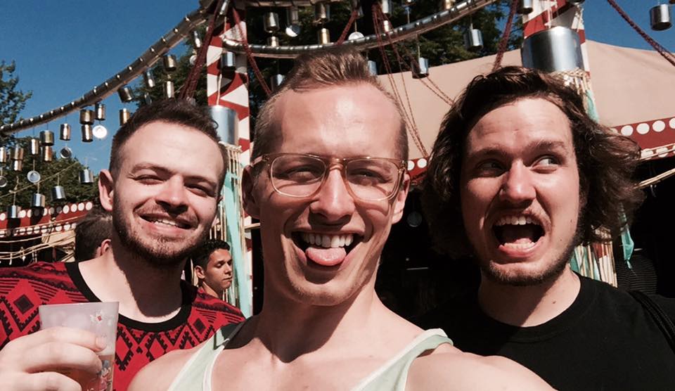 HighExistence team members Jordan Lejuwaan, Jon Brooks, and I at a festival in Amsterdam, Netherlands in 2016.