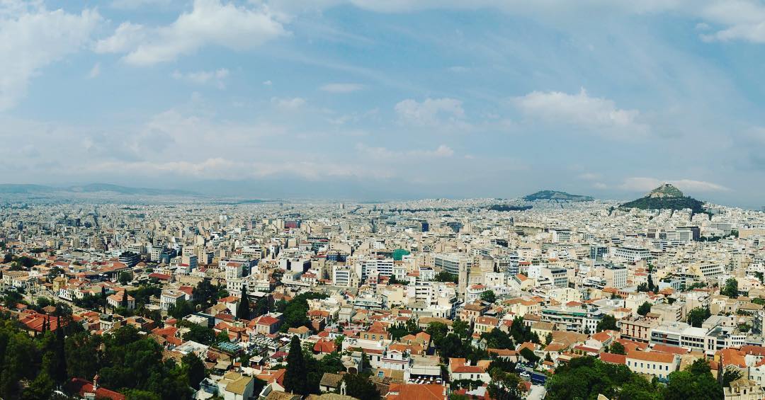 Athens, Greece, as seen from the top of the Acropolis, 2016. 