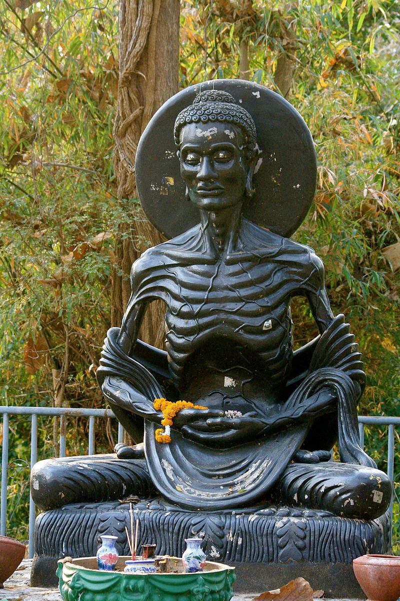 Emaciated Siddhartha Fasting