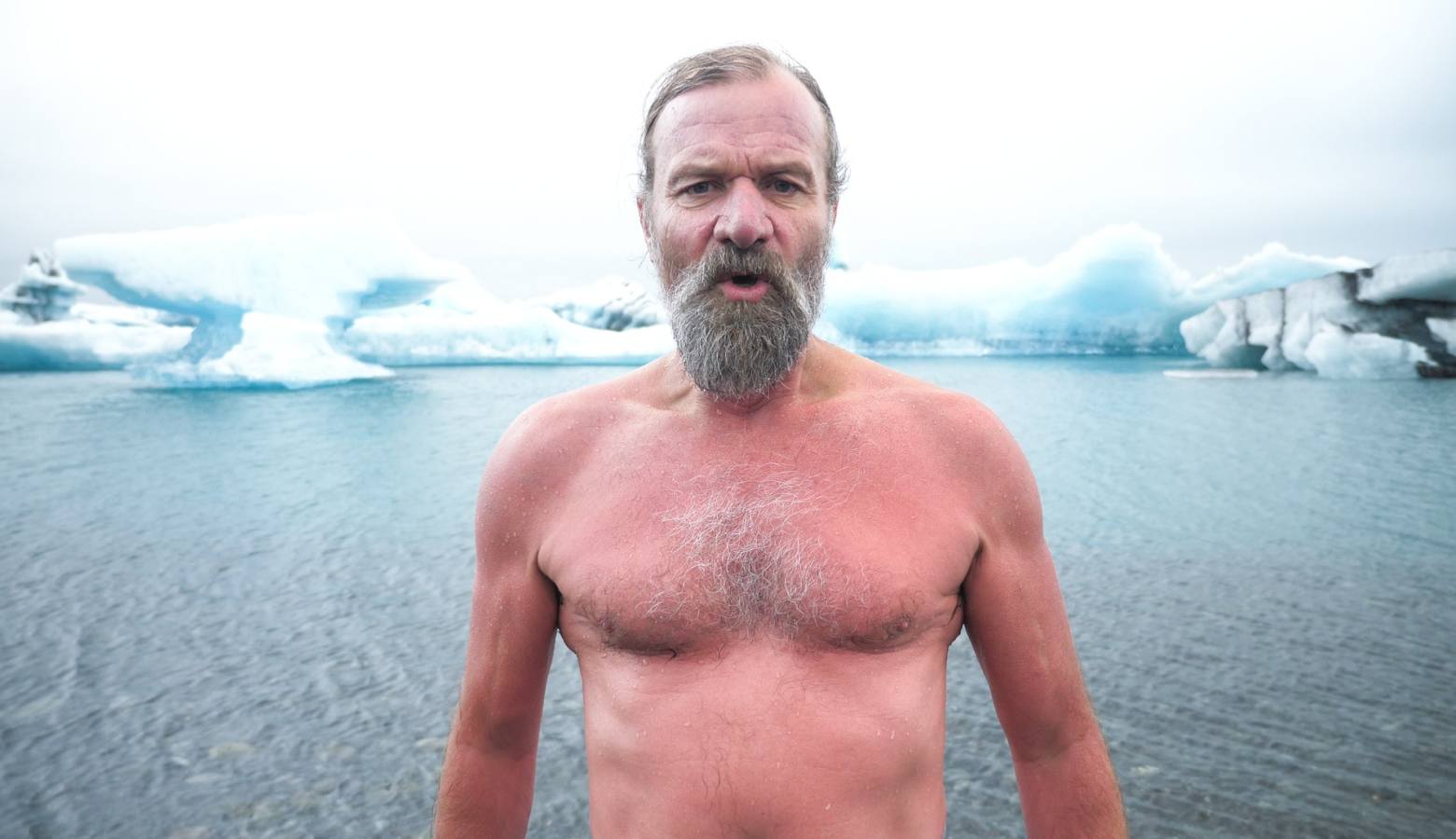 Wim Hof in a frozen lake